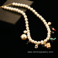 Alloy Pendant Delicate Women's Choker White Pearl Necklace